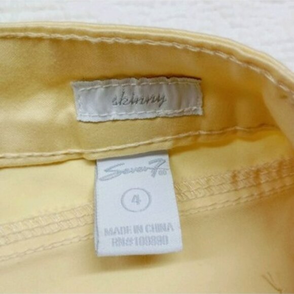 Seven7 For All Mankind Womens Yellow Skinny Pants Size 4 Cotton Blend - Picture 2 of 11